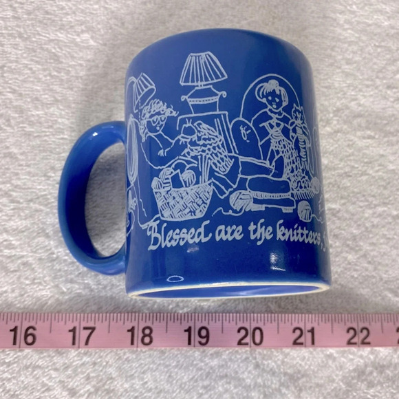 Vintage Blue Blessed Are The Knitters For They Shall Keep You In Stitches Mug - Picture 10 of 11